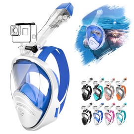 HEARTST Full Face Snorkel Mask, Double Floating Ball Design, Anti-Leak, 180° Ultra Wide Angle Diving Mask, Anti-Fog Design, Freely Breathable, Diving Mask, Snorkeling Mask, Can Be Attached to Sports