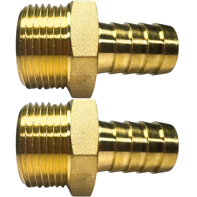 2pcs 1'' NPT x 3/4'' Barb Brass Hose Fitting Barbed