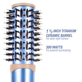 Conair Nano Titanium Ceramic Frizz Defense 1½” (38 mm) Compact Lightweight Hot Air Styling Curl, Straighten, Waver Brush - BC850