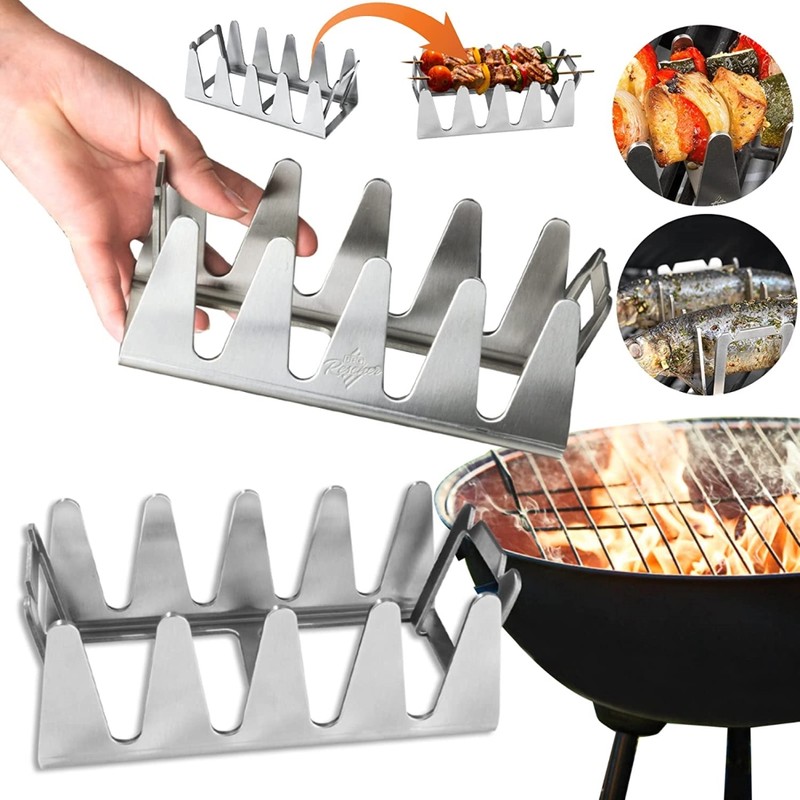Kebab Rack Stainless Steel Shish Kebab Skewers Rack Universal Barbecue