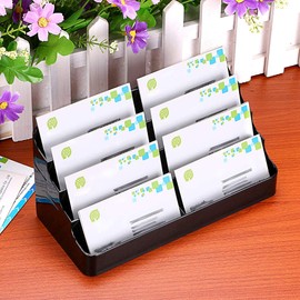 BTSKY 2Pcs 8 Pockets Acrylic Business Card Holder Stand - Clear Plastic Name Card Stand Boardgame Cards Holder Case Desktop Countertop Filling Display, Black