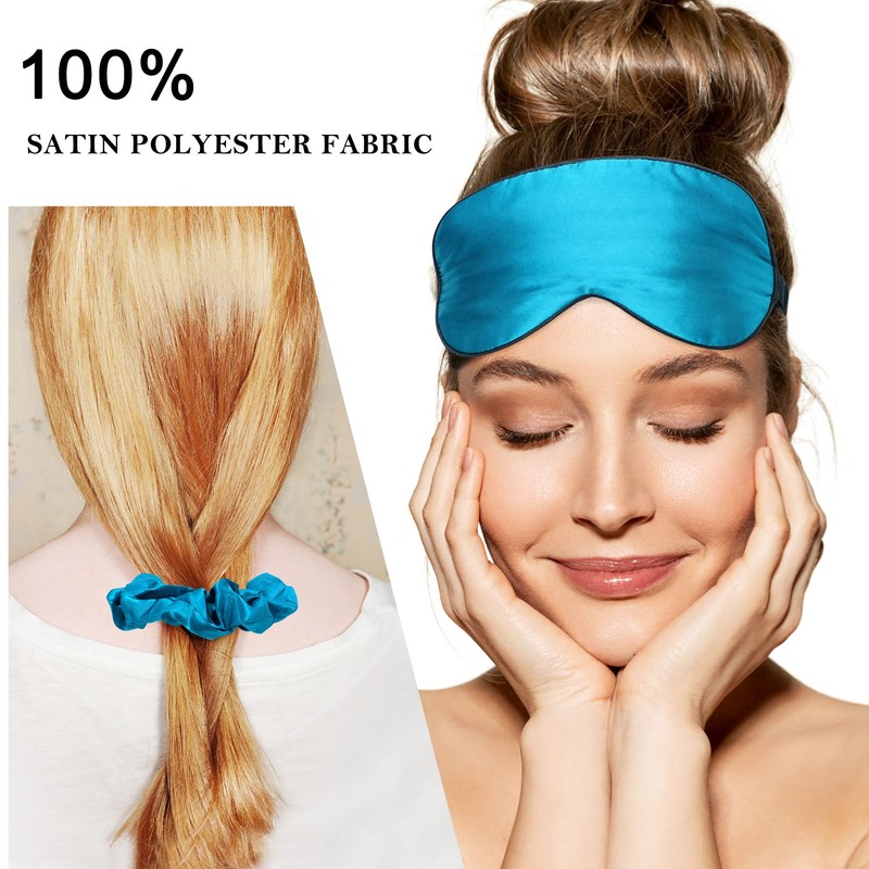 PiccoCasa Set of 2 Zippered Satin Blindfold Headband Pillow Case