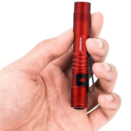 RISEMART Super Small Mini Flashlight AAA 100 Lumens Ultra Bright LED Pen light Pocket Clip Tactical Torch Lamp(3.5" Red)