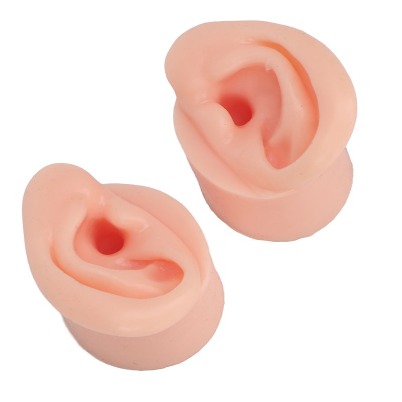 1 Pair Piercing Practice Ear Model Novice Soft Silicone Flexible