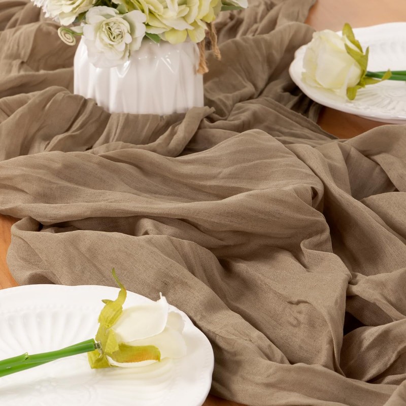 LINXTAR Nude Table Runner Cheesecloth Table Runner 10FT Farmhouse Table