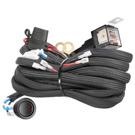 Arnés de cableado, kit de arnés de cableado de 2 cables para trabajo pesado OFFROADTOWN para barra de luz de trabajo LED 12V 40A Relé de fusible Relé de interruptor basculante para camiones ATV UTV Barco