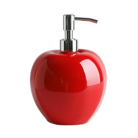 Colias Wing Fruit Vegetable Shaped Soap Dispenser with Plastic Pump, Refillable Lotion Soap Bottle, Lotion Bottle, Hand Soap Dispenser, Home Decoration-Red Apple