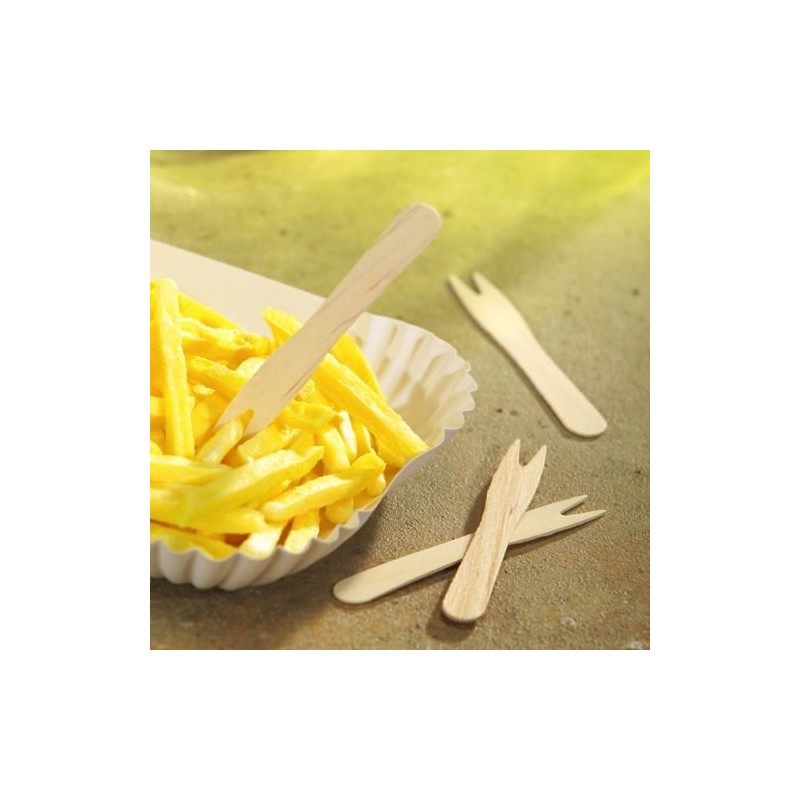 1000 French fries forks, wood, 85 mm x 10 mm