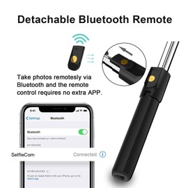 EasyULT Selfie Stick Tripod, Extendable Phone Tripod, Portable Selfie Stick with Wireless Remote, 360° Rotatable Tripod Stand, Extendable Tripod for for Selfies/Live/Video Recording/Travel (Black)