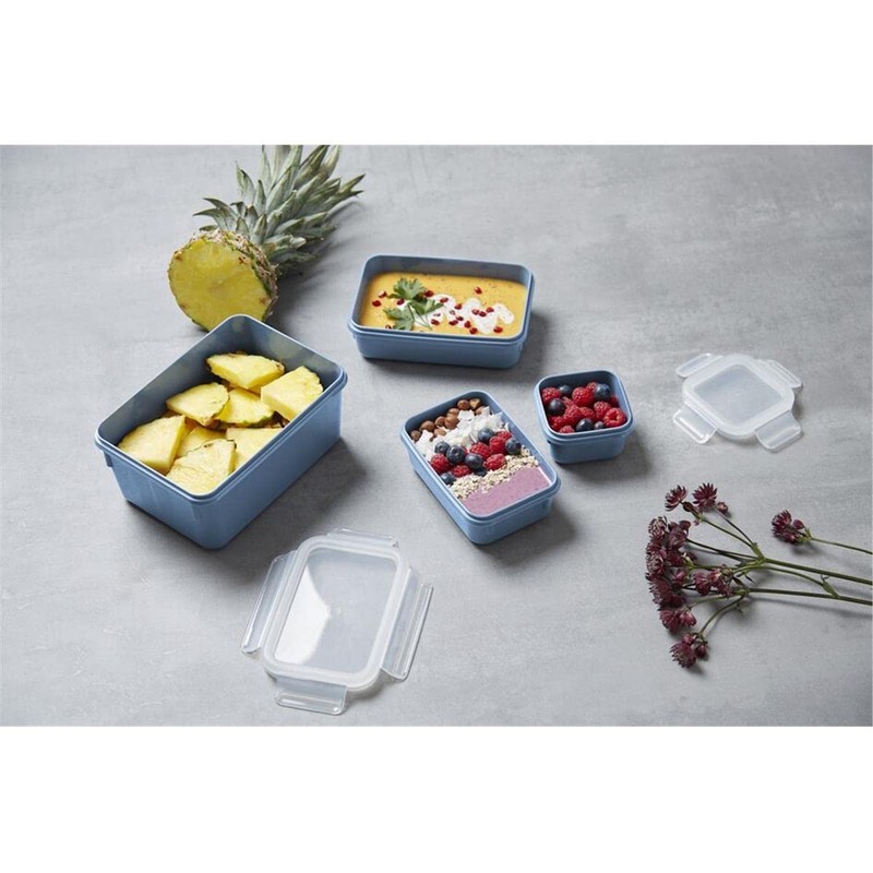 Tefal Masterseal Colour Edition Aqua Blue Rectangular 4-Piece 100% Airtight