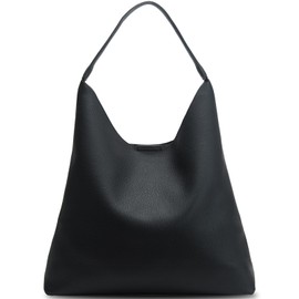 POFUOT Hobo Bags for Women Soft PU Leather Shoulder Handbag high-capacity Slouchy Tote Purses (black)