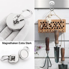 Pack of 4 Magnetic Hooks, 25 mm Neodymium Magnets Hooks, Neodymium Magnets with Hooks, 360° Rotatable Magnetic Hooks, Magnet with Hook, 22 kg Pull Force Magnet, for Refrigerators Kitchens