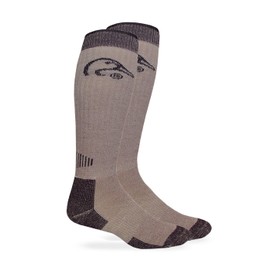 Ducks Unlimited Men's Merino Wool All Season Outdoor Tall Boot Socks 1 Pair Pack, Brown, X-Large