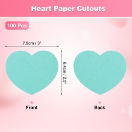 MECCANIXITY 100PCS Heart Paper Cutouts 2.5 Inch Small Heart Shaped Tags for Valentine's Day Craft Classroom Bulletin Board, Sky Blue
