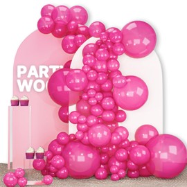 PartyWoo Pearl Hot Pink Balloons 140pcs Different Sizes of 18 12 10 5 Inch Magenta Fuchsia Dark Pink Balloon Arch Kit Garland for Bridal Baby Shower Princess Birthday 1950s Party Decorations Pink-Z38