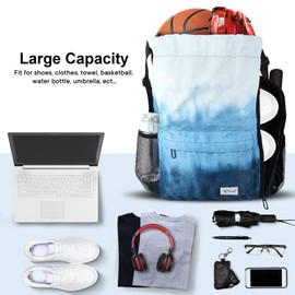 Risefit Drawstring Backpack with Mesh Pockets String Gym Bag Sackpack Sandproof Water Resistant Beach Backpack for Men Women (Gradient Blue)