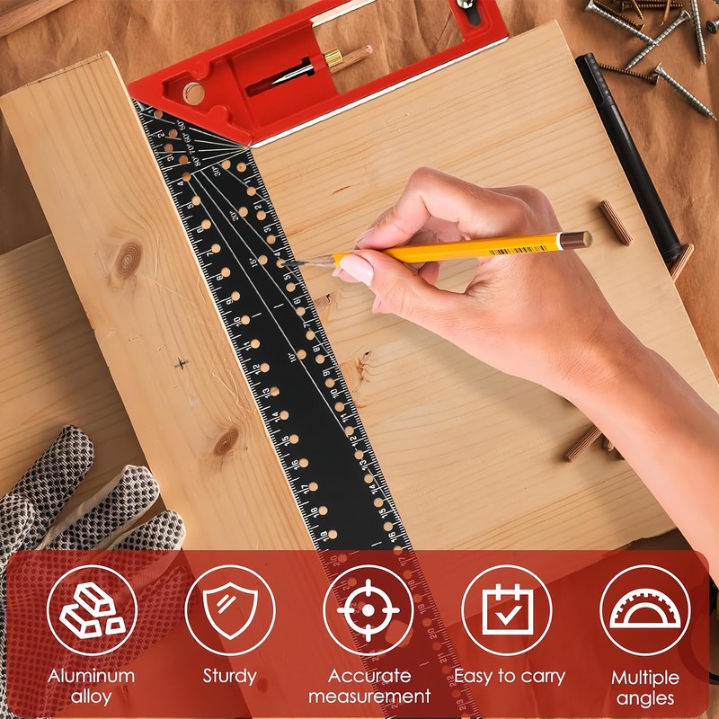 GREBSTK 30cm Multi Angle Measuring Ruler, Combination Framing Square Carpenter