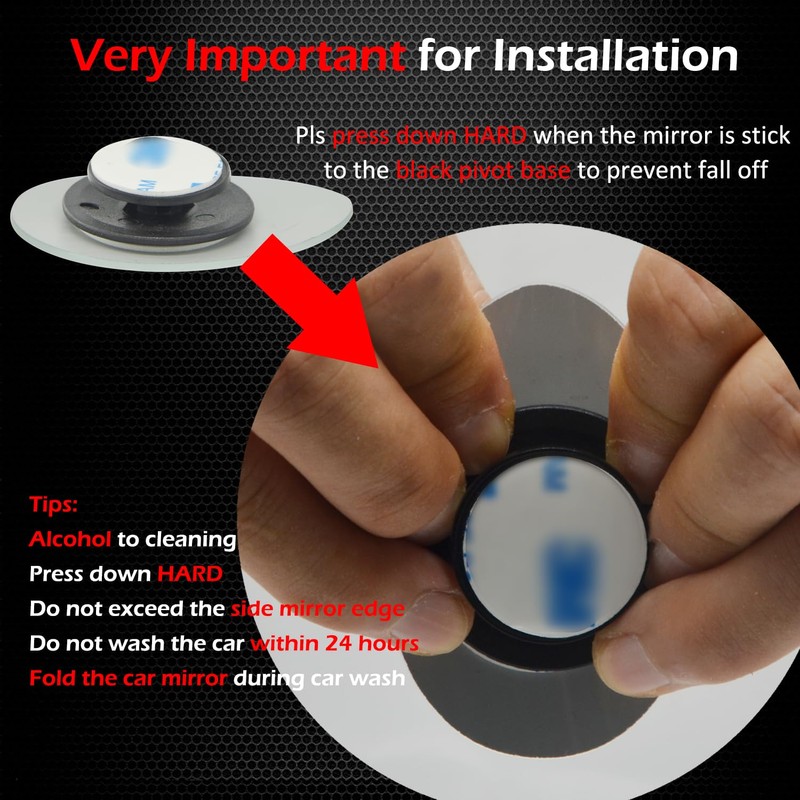 Ampper Oval Blind Spot Mirrors, Frameless 360 Degree Adjustabe HD