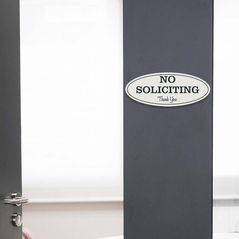 Oval No Soliciting Sign (Dark Brown) Small