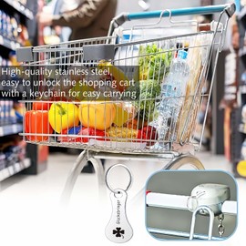 Ezranova Set of 3 Stainless Steel Shopping Trolley Remover - Key Ring with Removable Chip Function, Silver Trolley Chip & Key Ring - Ideal for Shopping Trolley without Coin