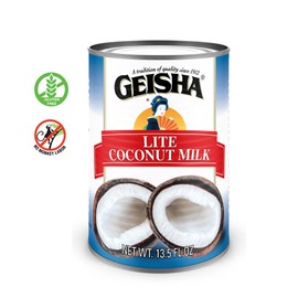 GEISHA LITE Coconut milk 13.5 FL OZ. (Pack of 12), LITE 5-7% fat | Low Calories - No Trans Fat - No Sugar Added – Gluten Free - Dairy Alternative Coffee Creamer - Made in Thailand