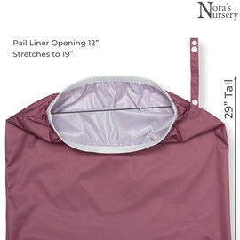 Nora's Nursery Pail Liner for Cloth Diapers - Reusable and Washable - Fits all Standard Diaper Pails - Waterproof Pail Liner with Strap for Diaper Pails, Laundry & Kitchen Garbage Cans (Rose- 2 Pk)