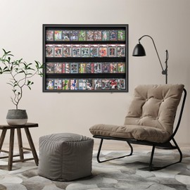 GYaozii Large Graded Sports Card Display Case, 40 Baseball Card Display Frame, Wall Cabinet with 98% UV Protection Acrylic Door for Football Basketball Hockey Trading Cards Collection, Horizontal