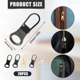 20pcs Zipper Pull Replacement, Detachable Mental Zipper Pull Tab Repair Mixed-Color Luggage Zipper Head Zipper Slider Handle for Clothing Jackets Backpack Shoes Suitcase