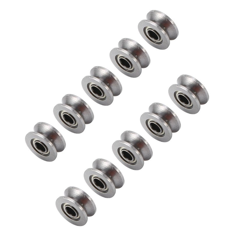 10pcs U624ZZ Miniature Steel U-groove Guide Pulley Rail Ball Bearing