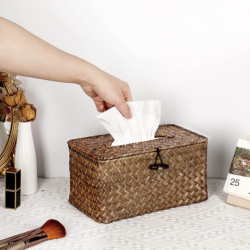 Sumnacon Tissue Box Cover Large Rectangle Tissue Box Seagrass Tissue