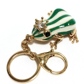 EQLEF Creative Frog Keyring Cute Green Frog Keychain Funny Metal Frog Key Ring with White Stripes for Boyfriend Girlfriend Lover Gift Decoration Pendant