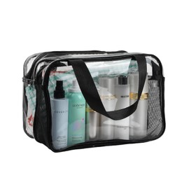 Natuce Toiletry Bags, Transparent, Travel Wash Bags with Carry Handle, Toiletry and Cosmetic Organiser, Makeup Bags, Cosmetic Bag, Transparent, for Holiday, Travel, Bathroom, transparent, Toiletry