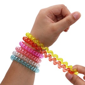 Sensory Stretchy Kids Coil Bracelets, 6 Pack Funny Speech and Communication Aid Bracelet Fidget Toys for Boys Girls with Autism ADHD Anxiety or Special Needs - Assorted Colors (Rainbow B)