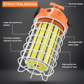 NS 150W LED Temporary Jobsite Work Light, 29,250LM 5000K Daylight White, Portable Waterproof Hanging Construction Lighting with 16ft Cord for Outdoor Workshop, Warehouse, Jobsite