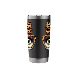 Turkey Face Leopard Headband Glasses Thanksgiving Girl Women Stainless Steel Insulated Tumbler