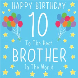 Hunts England - Large Brother 10th Birthday Card - Happy Birthday - 10 - To The Best Brother In The World - Iconic Collection - Large - 210 x 210 mm - Age 10