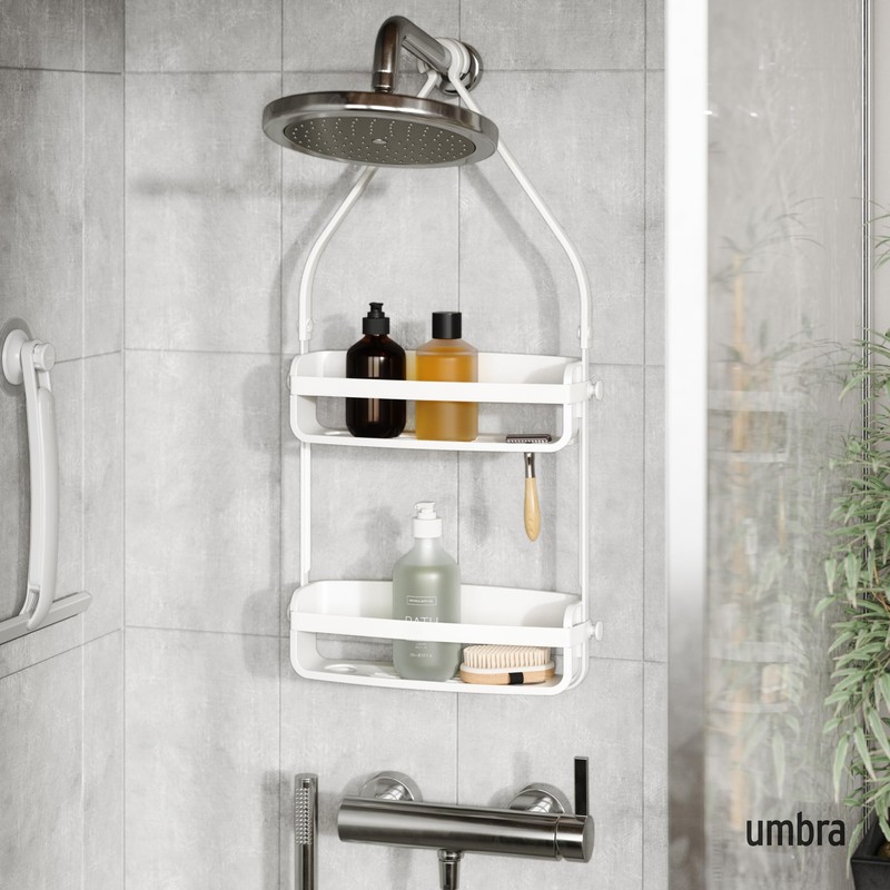 Umbra Flex Hanging Shower Caddy with 2 Shelves, Bathtub Shelf
