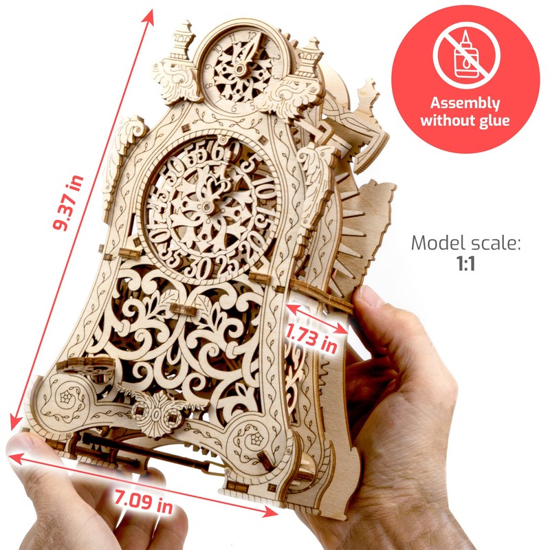 WOODEN.CITY Magic Clock 3D Wooden Puzzle for Adults – Mechanical