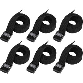 Ayaport Correas de Amarre Correas de Sujeción con Hebilla de Leva Ajustable Correa de Nailon Cinch para Empacar Carga, Bicicleta, Equipaje Negro 6 Piezas (Negro, 0.75'' x 48'')