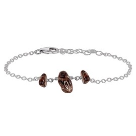 Smoky Quartz Beaded Chain Bracelet in Stainless Steel