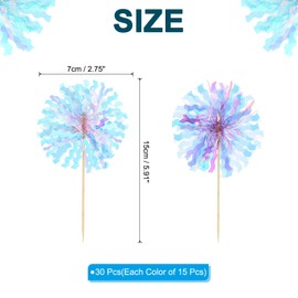 PATIKIL Firework Cupcake Toppers, 30 Pcs Sparkle Tassel Cupcake Picks Birthday Party Graduation Wedding Foil Decor Cocktail Food Fruit Toothpicks Christmas, Sparkle Pink/Sparkle Purple