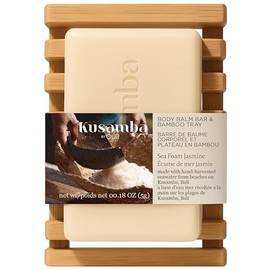QUR Bálsamo Corporal De Espuma De Mar Y Jazmín (100 G) Con Bandeja De Bambú Para Baño. Lujosa Loción Herbal En Barra Con Aceites Naturales, Agua De Ma