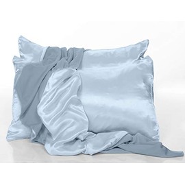 PJ Harlow Morning Blue Satin Standard Pillowcases - Set of 2