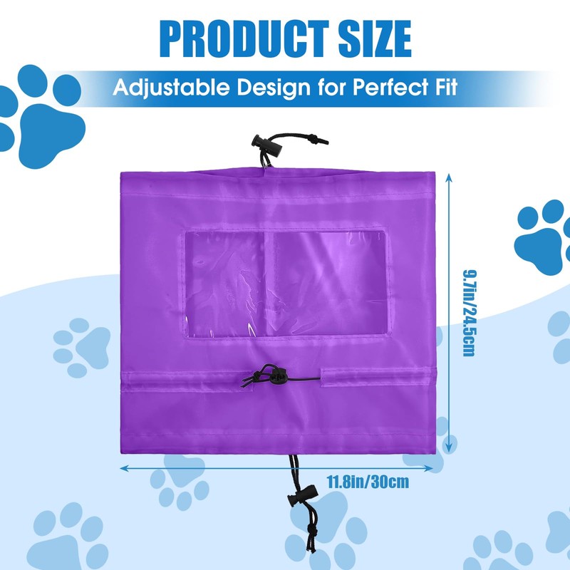 Waterproof Dog Ear Caps, Adjustable Pet Shower Wrap with Clear