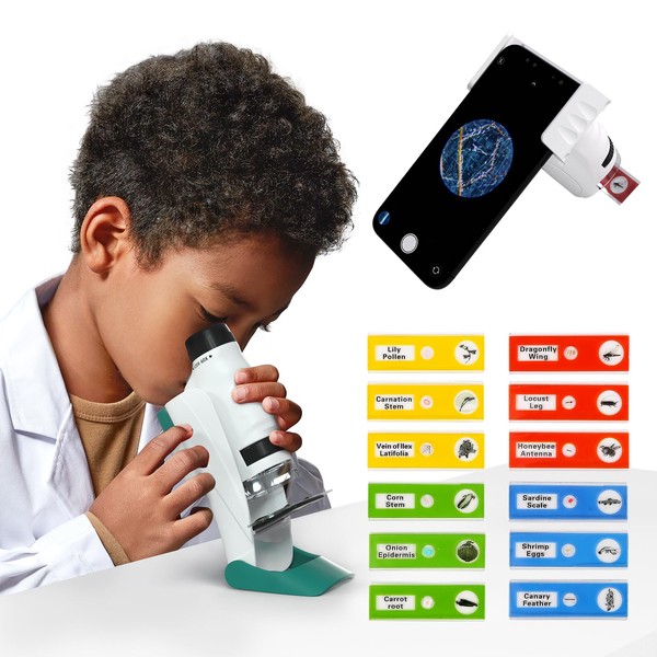 Science Can Microscope for Kids - 12 Pcs Microscope Slides