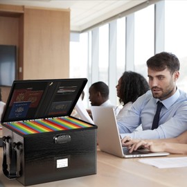 ROSONG Fireproof Document Box File Organizer - Portable Locking Filing Storage Box with Handle Waterproof for Hanging Letter/Legal Folder Important Document