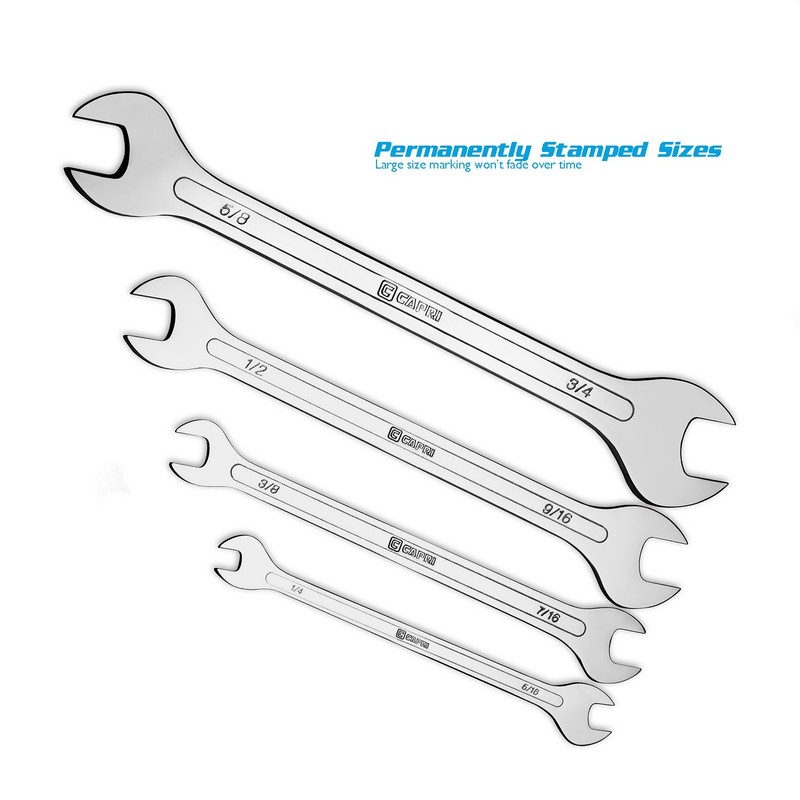 Capri Tools Super-Thin Open End Wrench Set, SAE, 1/4 to