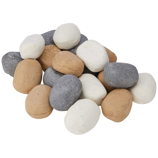 20 Mixed Gas fire Ceramic Pebbles Replacements/Bio Fuels/Ceramic (Mixed/White/Beige/Grey) NEW