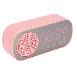 PUSOKEI Digitaler Wecker mit Bluetooth-Lautsprecher, UKW-Radio-Digitaluhr, Kabelloser HiFi-Wiedergabelautsprecher, LED-Spiegelbildschirm, Micro-USB-Aufladung, für Kinder, Teenager, Schlafzimmer