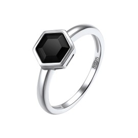 Platinum Plated Sterling Silver Solitaire Ring with Inifinity Elements Black Zirconia Sparking CZ Wedding Band Size 10